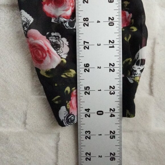 Torrid Button Up Top Womens 1X Floral Skull Print Black Print - Picture 8 of 10